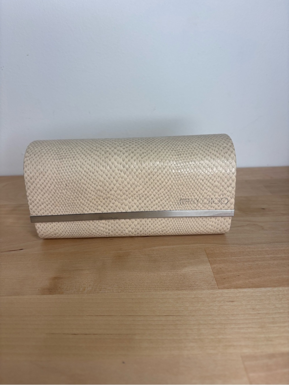 Jimmy Choo Ivory snakeskin eyeglass case only